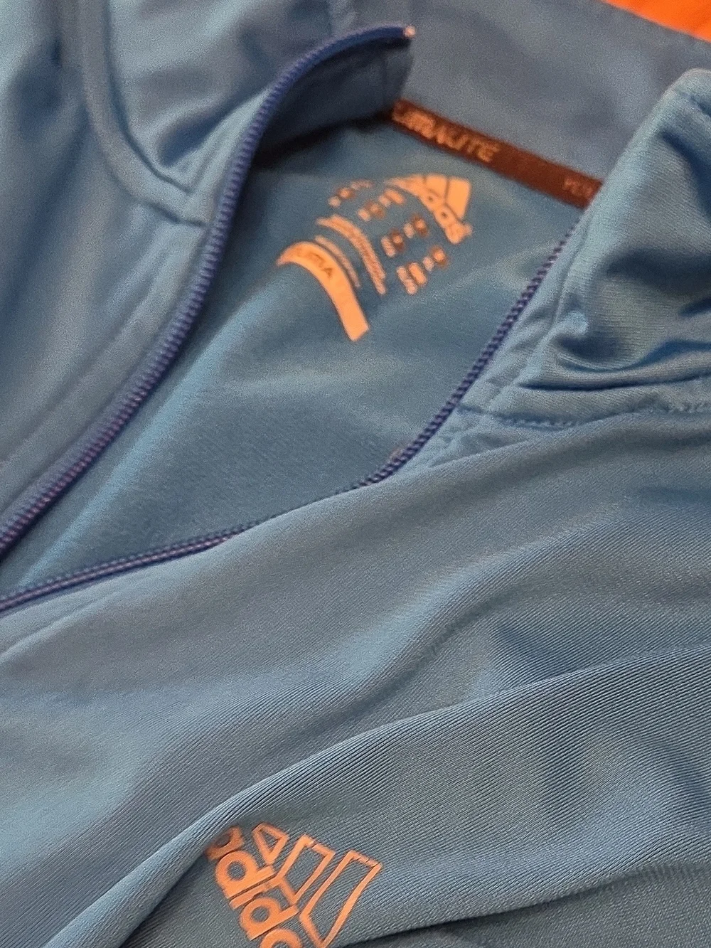 Adidas Mens Bright Blue Track Jacket with Silver Stripes